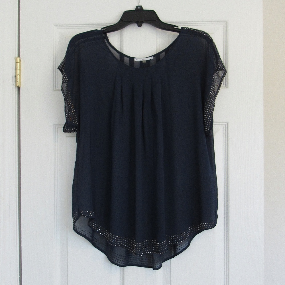 Navy blue sheer blouse